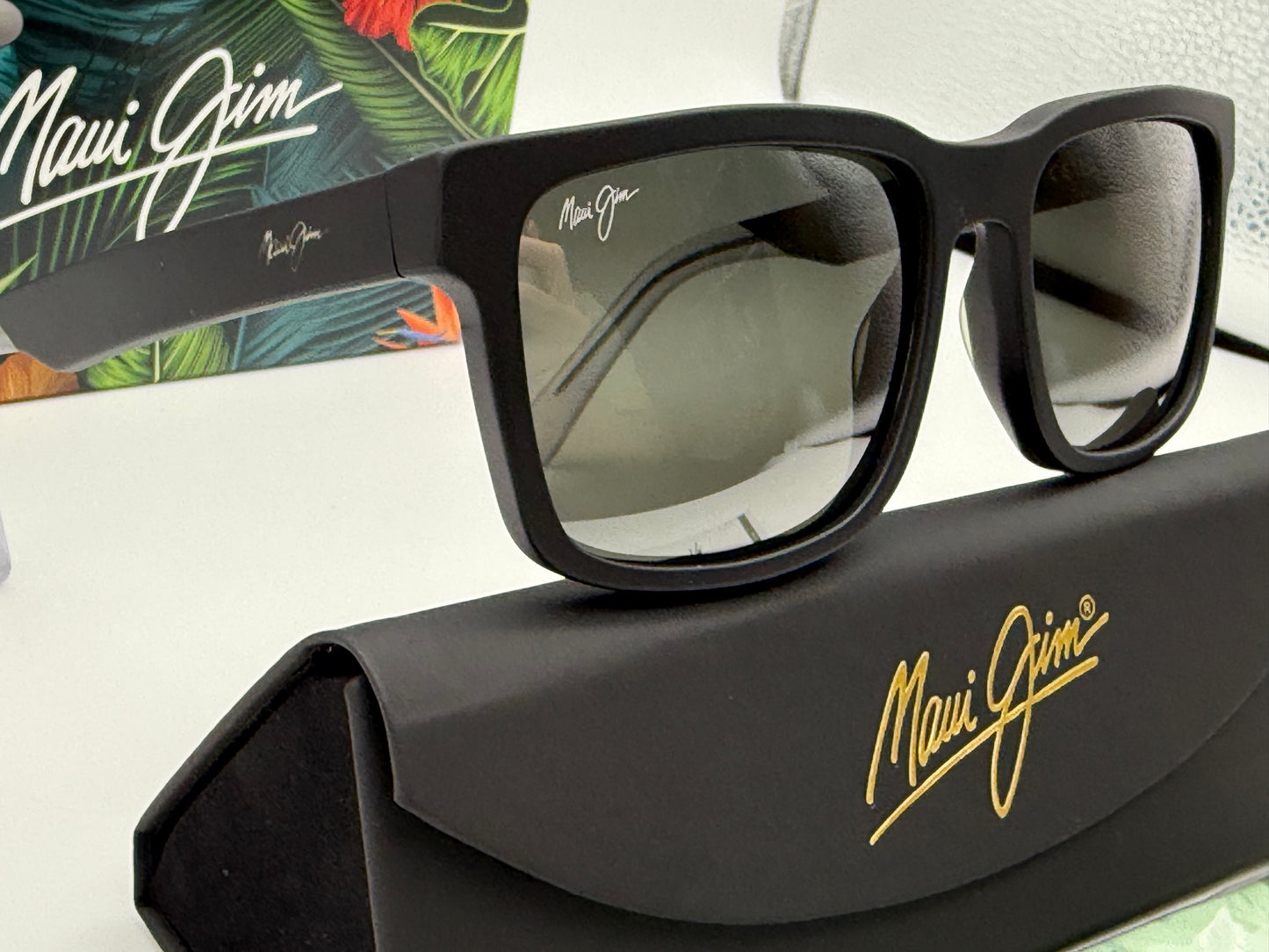 Maui Jim Stone Shack 55mm Matt Black - Crystal / Neutral Gray Bi Gradient Mirror Polarized NEW