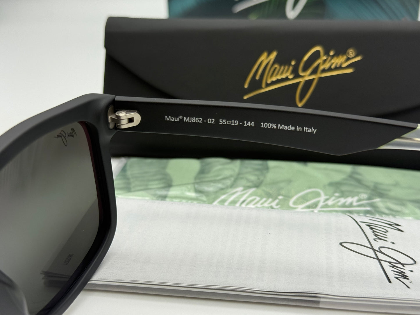 Maui Jim Stone Shack 55mm Matt Black - Crystal / Neutral Gray Bi Gradient Mirror Polarized NEW