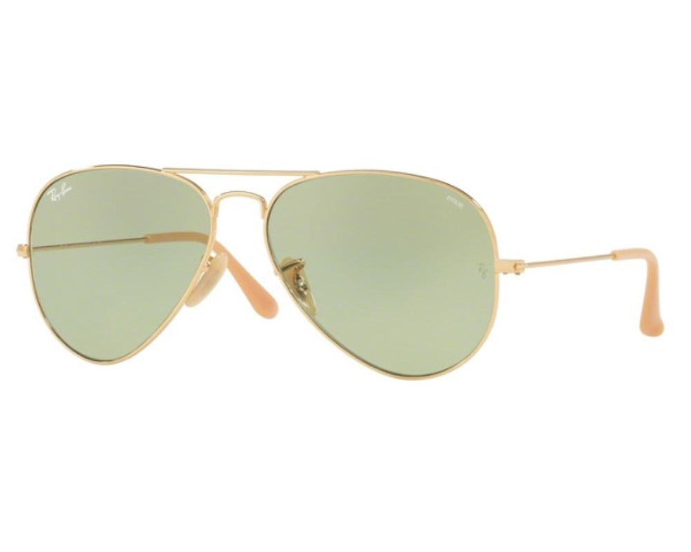 Ray-Ban Aviator 58mm Evolve Photochromatic Green / Gold RB3025 9064 4C Italy NEW