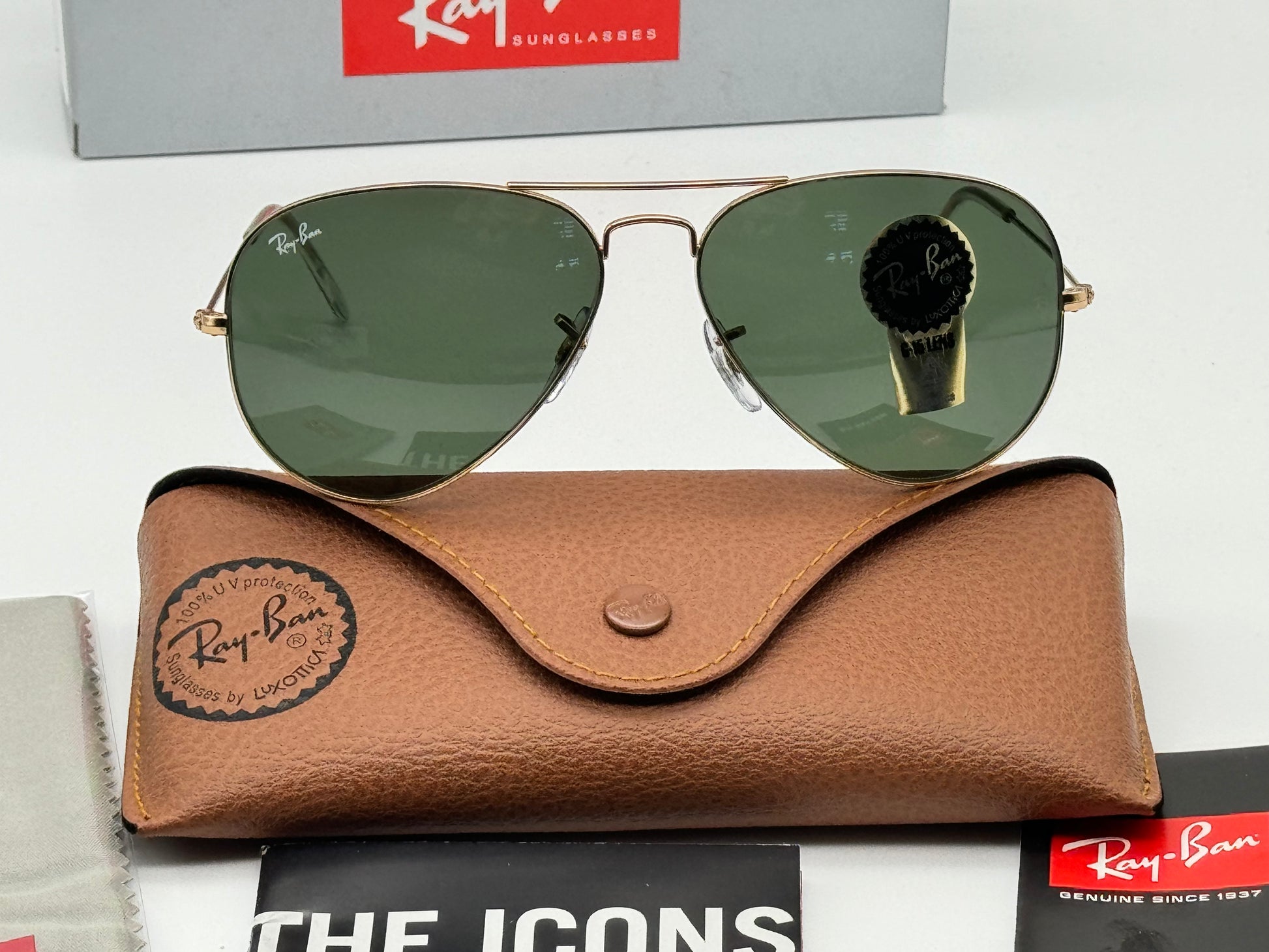Ray ban aviator green sunglasses shop