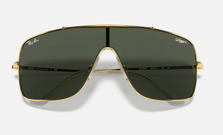 Ray-Ban Wings II RB 3697 Gold / Dark Green 905 / 071 Itlay NEW