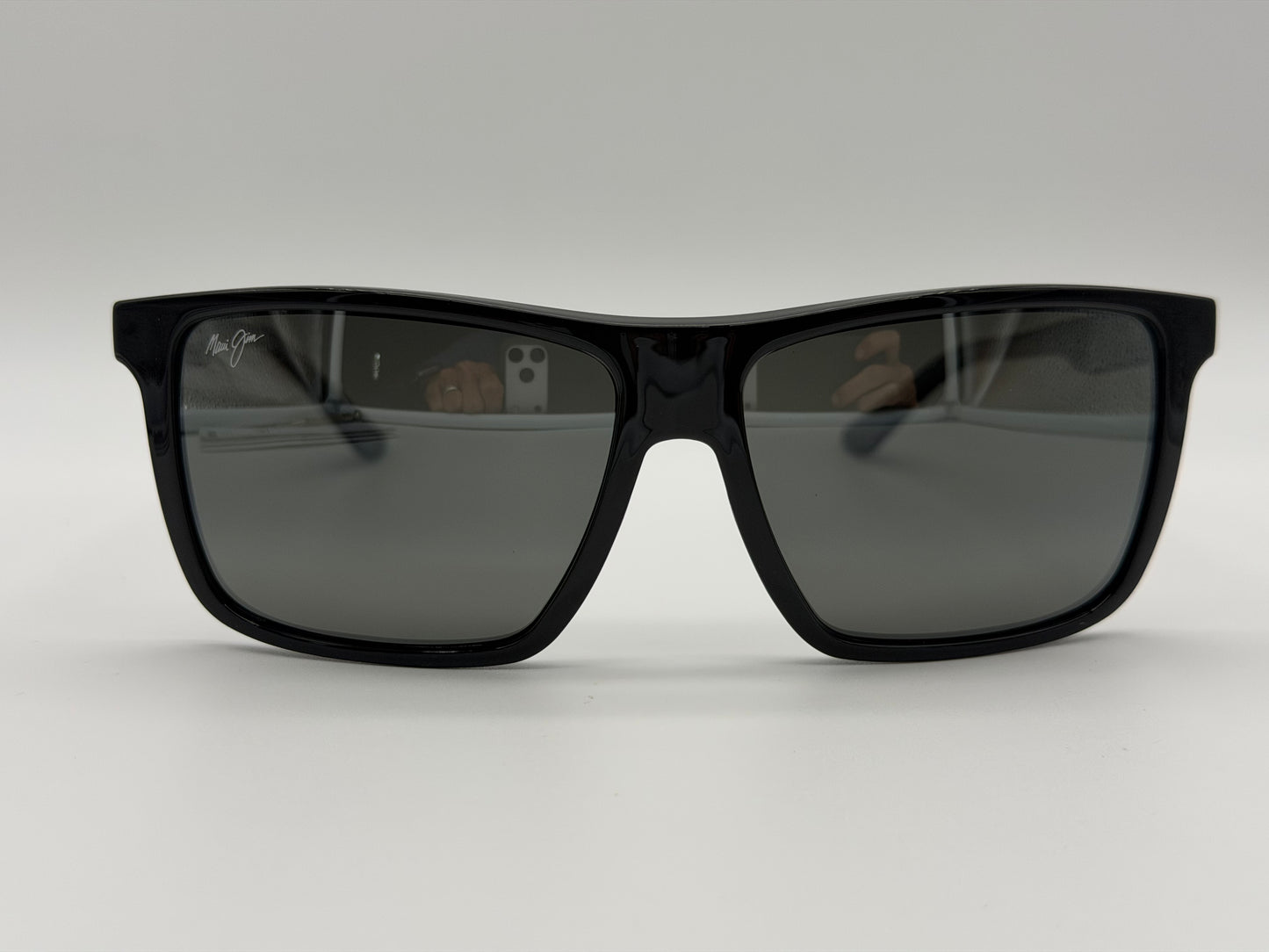 Maui Jim Mamalu Bay 59.5mm MJ 610-02 Gloss Black / Natural Gray Super thin Glass Itlay NEW