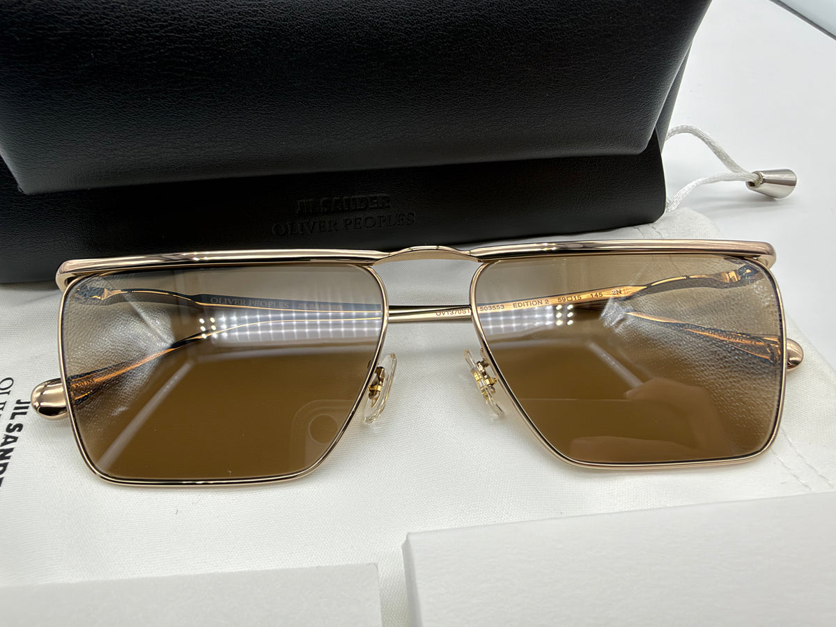 Oliver Peoples Jil Sander Edition 2 Gold Titanium / Soft Gold Crystal Lens OV 1370ST Japan NEW