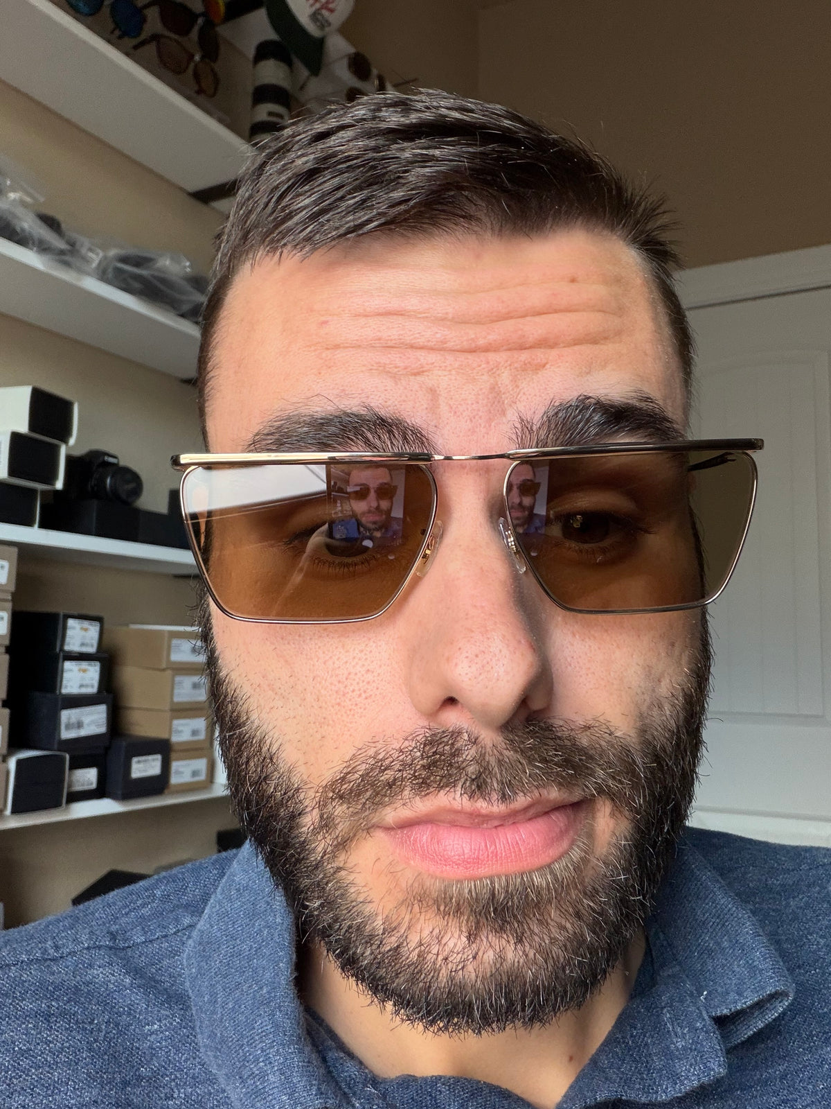 Oliver Peoples Jil Sander Edition 2 Gold Titanium / Soft Gold Crystal Lens OV 1370ST Japan NEW