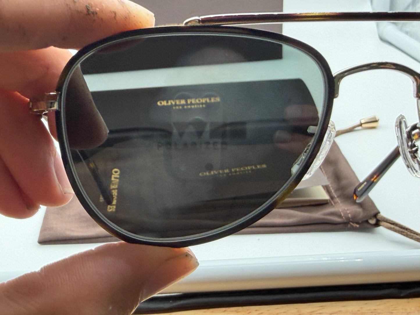Oliver Peoples Sacoye 52mm OV 1372 ST Silver Titanium / Midnight Express Polarized Crystal Japan NEW