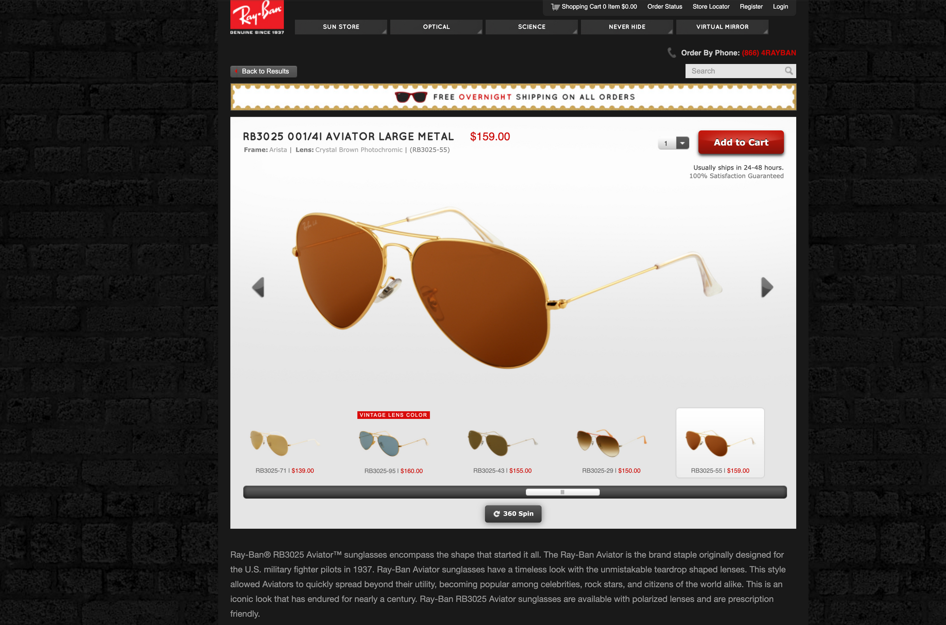Ray ban website discount not working