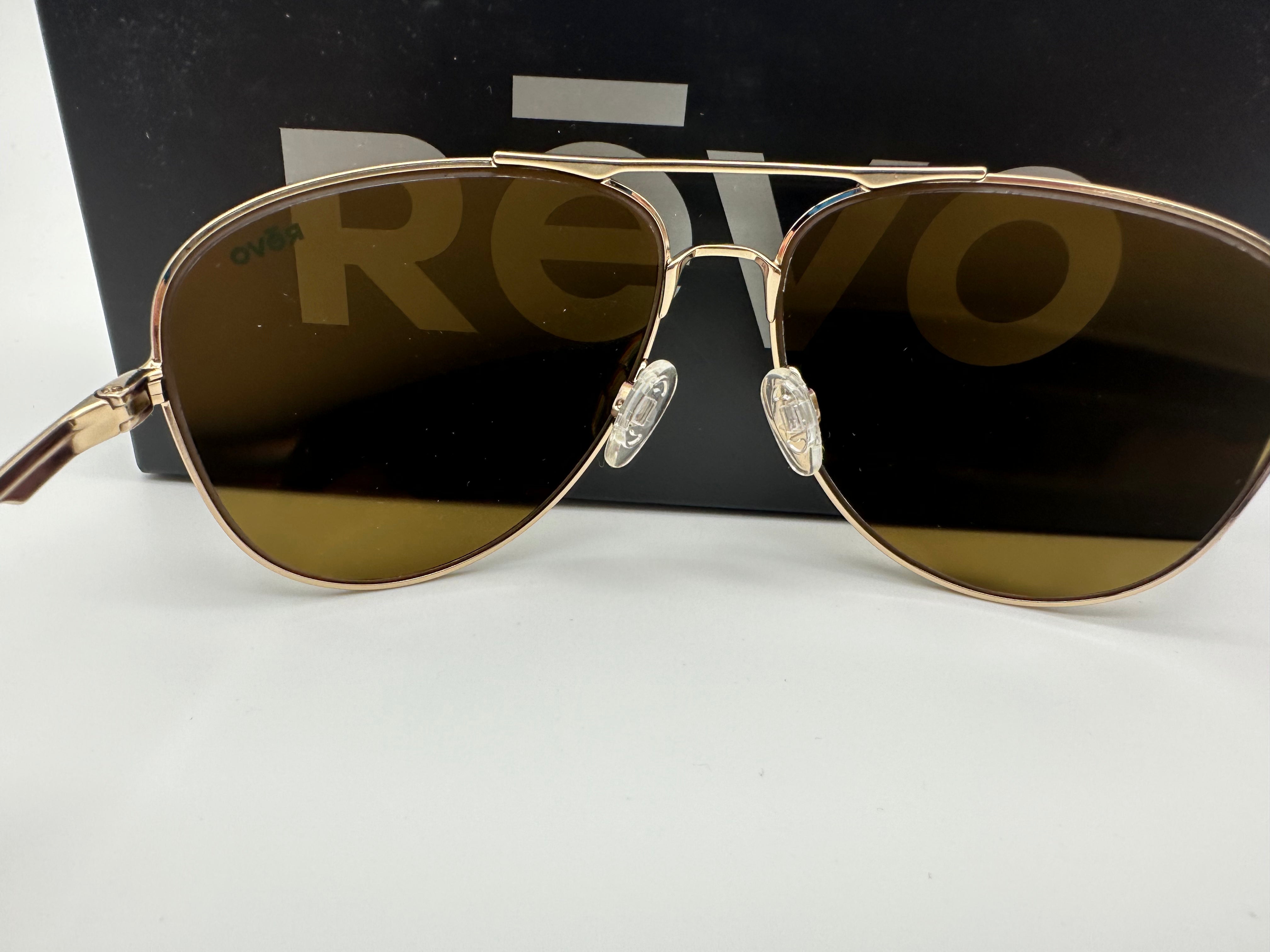 Revo Harrison Aviator Sunglasses - Chrome Frame, Polarized Blue Glass Lenses - Made In Italy