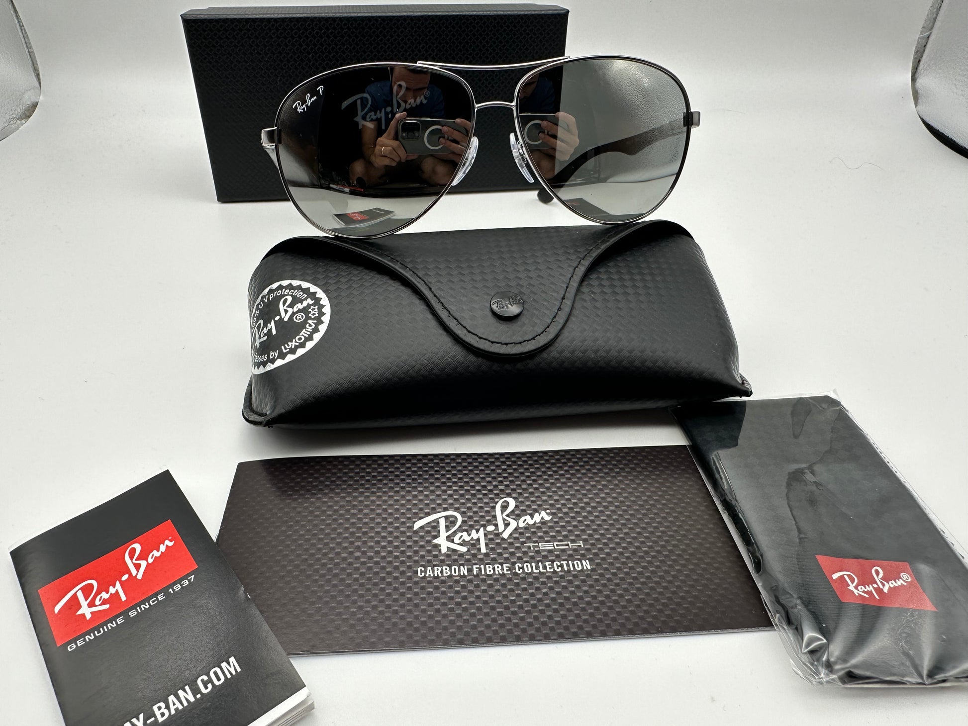 Ray Ban CARBON FIBRE RB 8313 004 K6 61mm Polished Gunmetal Silver