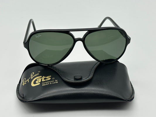 Vintage Ray Ban B&L CATS 5000 W025 Black G-15 Made in France Preowned