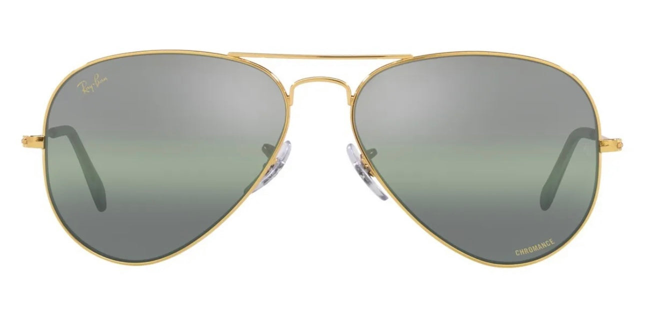 Ray Ban Aviator 58mm Chromance Polarized Silver/Green Sunglasses RB 3025 9196 G4 Italy