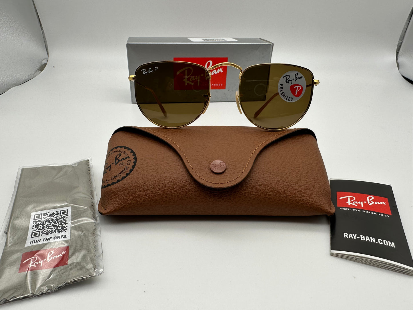 Ray-Ban Elon RB 3958 Gold Brown Polarized 50mm Italy