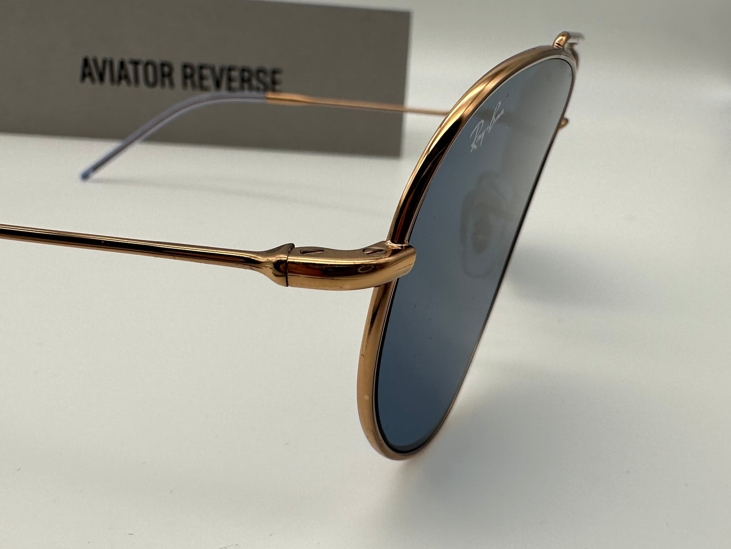Ray-Ban Aviator Reverse Rose 59mm Gold / Dark Blue RBR 0101s 92023A Made in Italy