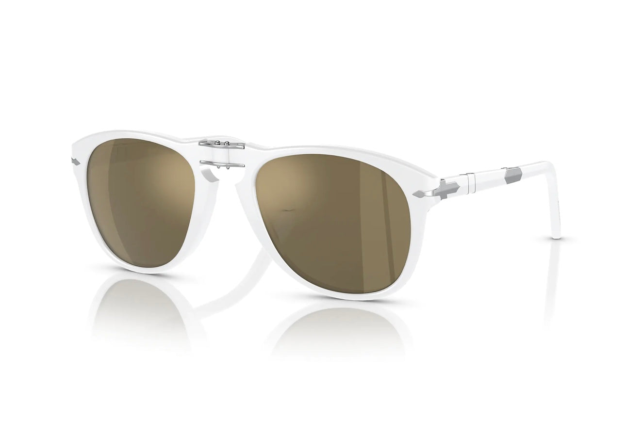 Persol 714sm  54mm Steve McQueen Le Mans Limited Edition White 24K Gold Lens NEW $587 MSRP