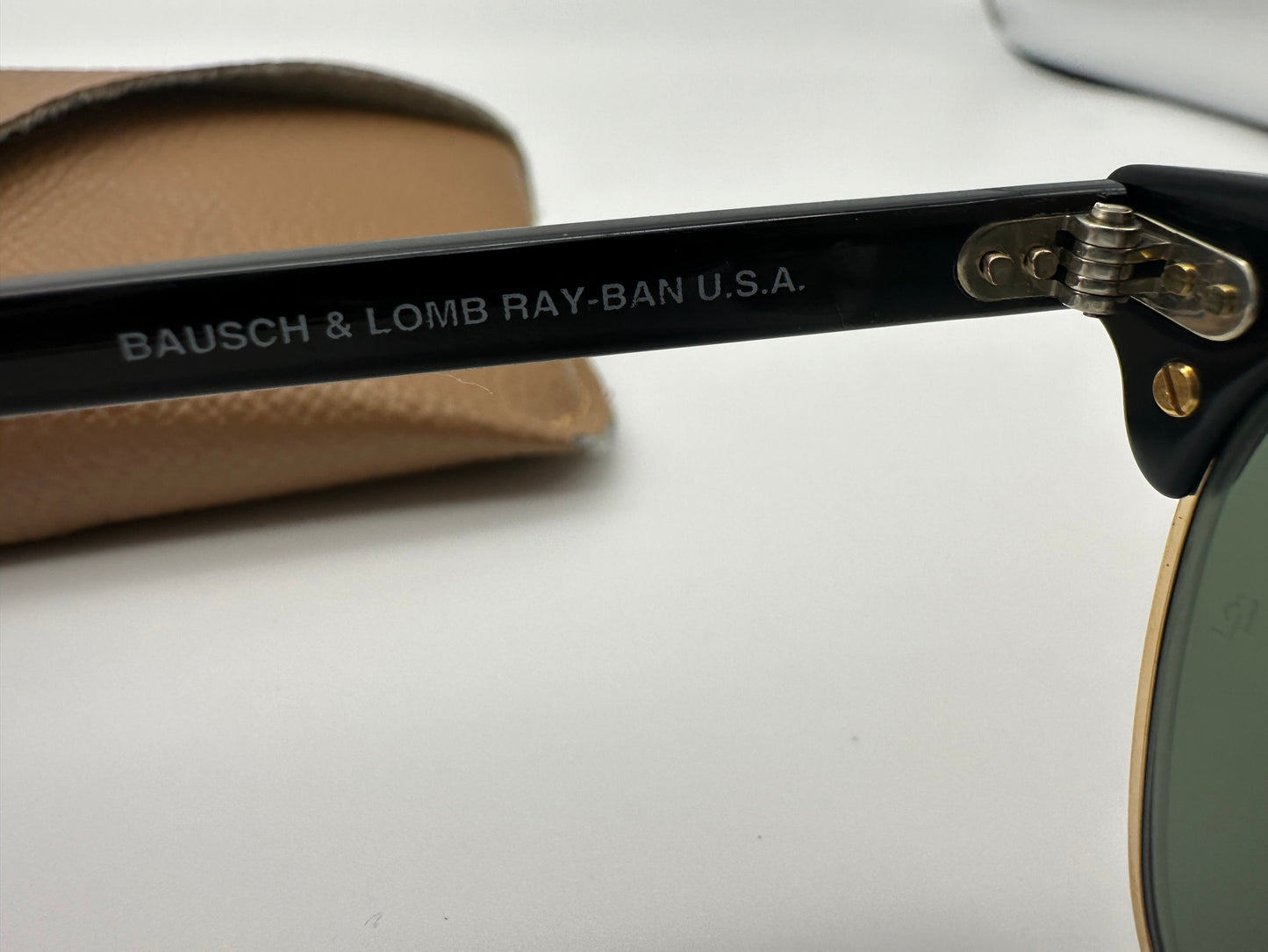 RAY-BAN USA BAUSCH & LOMB Clubmaster 51mm Black Gold G-15 W0366 new old stock