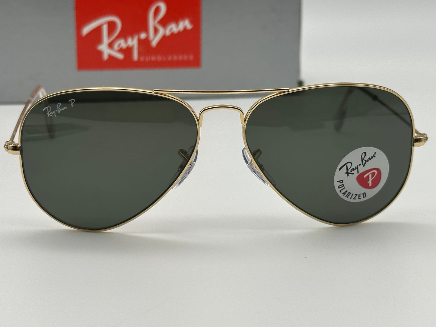 Ray Ban Aviator Polarized 58mm G-15 RB 3025 001/58 3P Green / Gold Made in Italy NEW