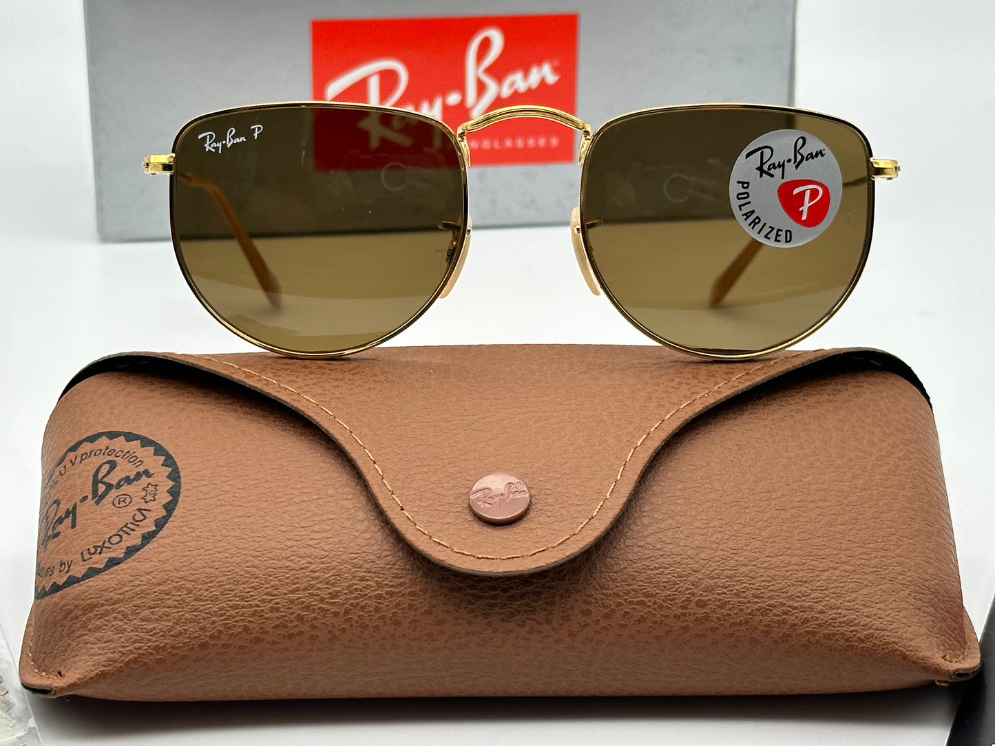 Ray-Ban Elon RB 3958 Gold Brown Polarized 50mm Italy