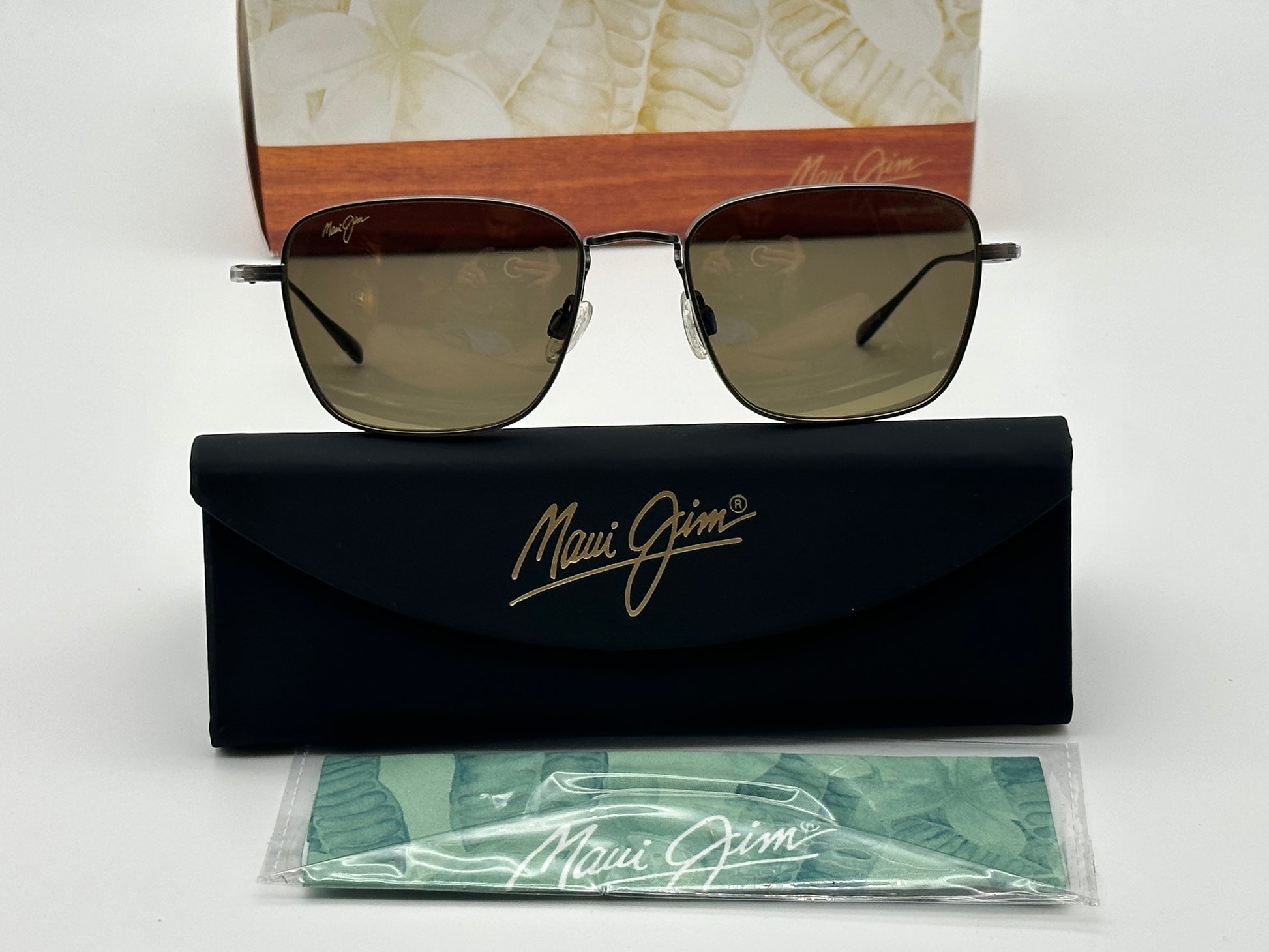 NEW Maui Jim SPINNAKER Brown Titanium POLARIZED HCL Bronze Lens NEW Maui Jim SPINNAKER Brown Titanium POLARIZED HCL Bronze Lens