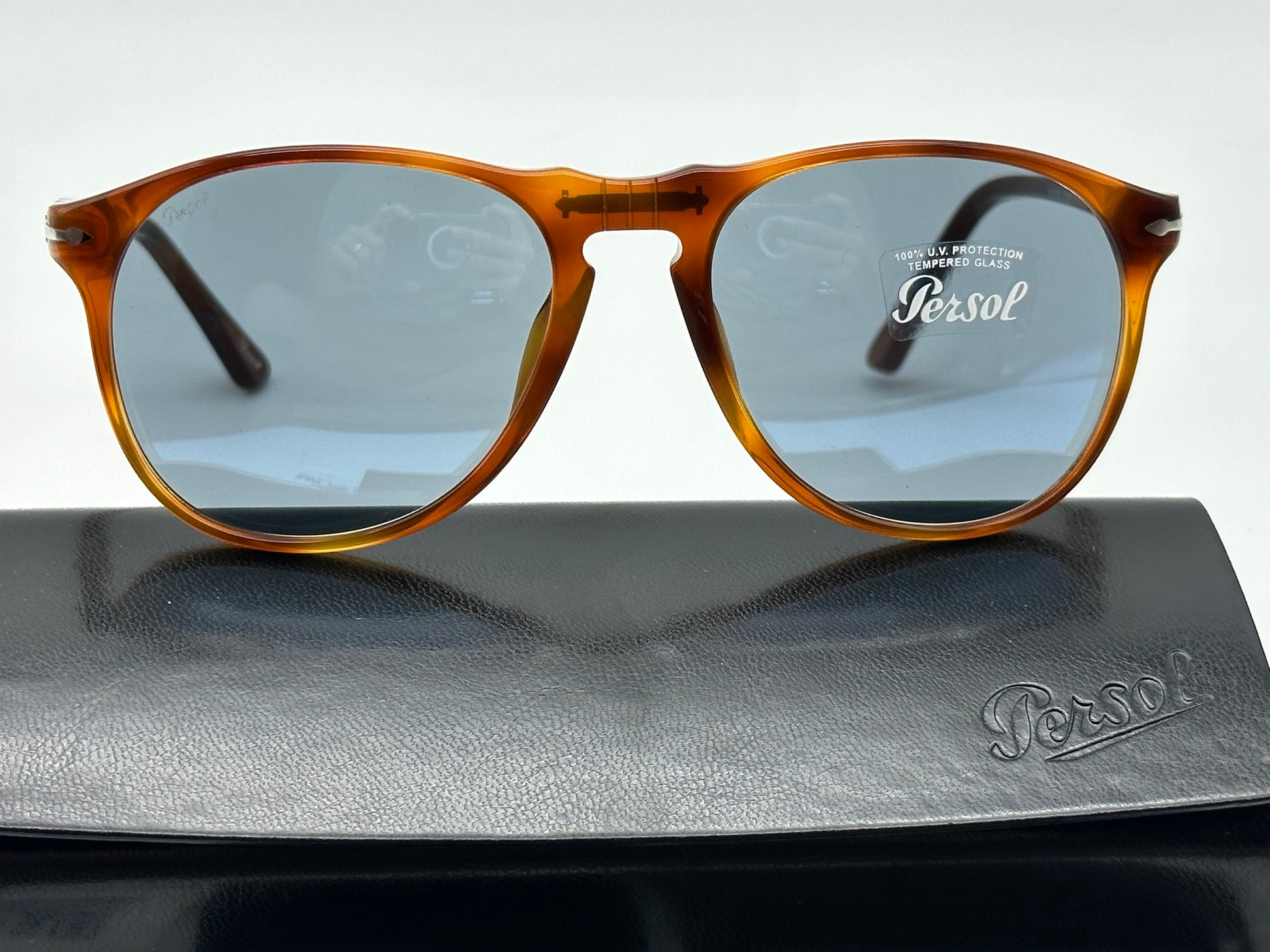 Persol PO 9649S 55mm 96 56 Tarra Di Siena Light Blue aviator Italy