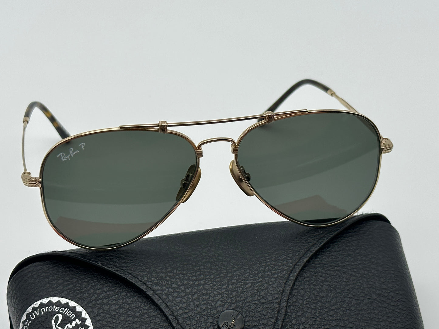 Ray Ban Aviator Titanium 58mm Gold Plated Limited Edition RB8125M 9143 58-14 Made In Japan Preowned