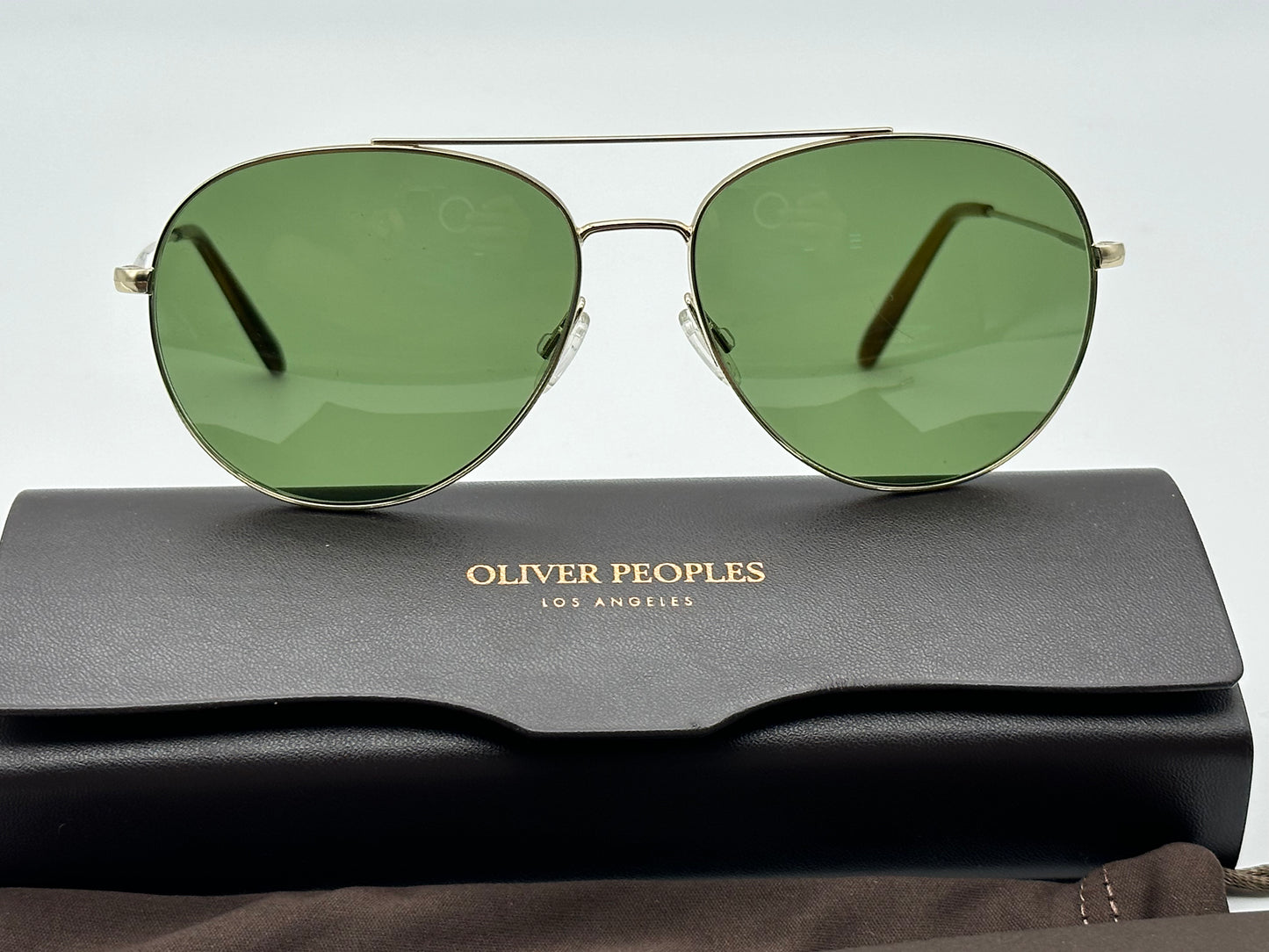 Oliver Peoples AIRDALE 58mm OV 1286S  Soft Gold/Bottle Green Sunglasses