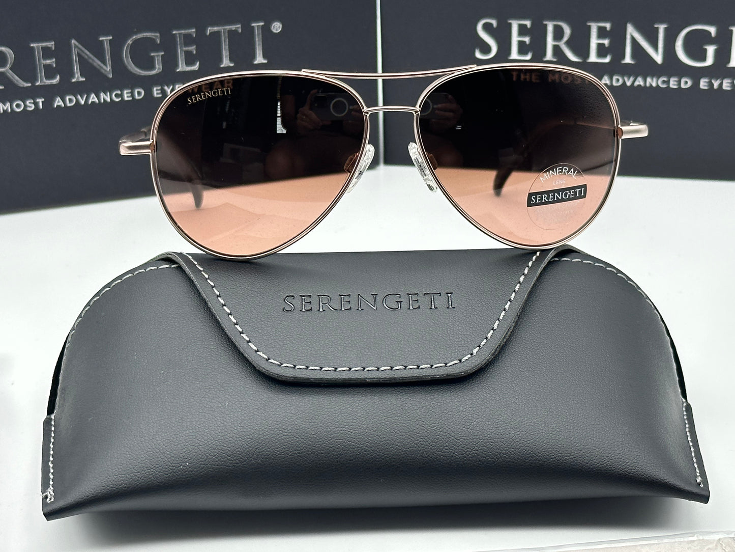 Serengeti Carrara 56mm Satin Rose Gold Polarized Drivers Gradient Mineral Glass Made In Italy