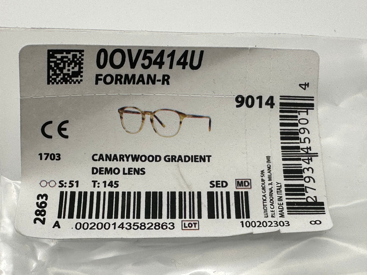 Oliver Peoples Forman R Canary Wood Gradient 51mm Eyeglasses Demo Lens New Other