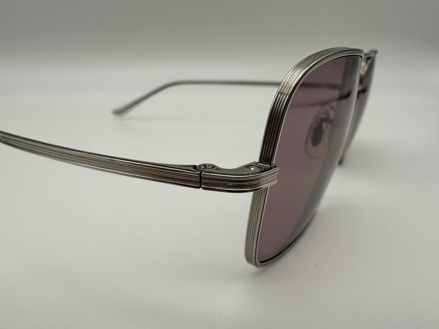 Oliver Peoples Victory The Row LA 54mm Silver Purple Photochromic Titanium Aviator Sunglasses OV1246ST