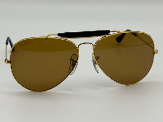 RAY-BAN Chromax USA Bausch Lomb Vintage Outdoorsman Arista Black BB 62mm W1665 Large Preowned