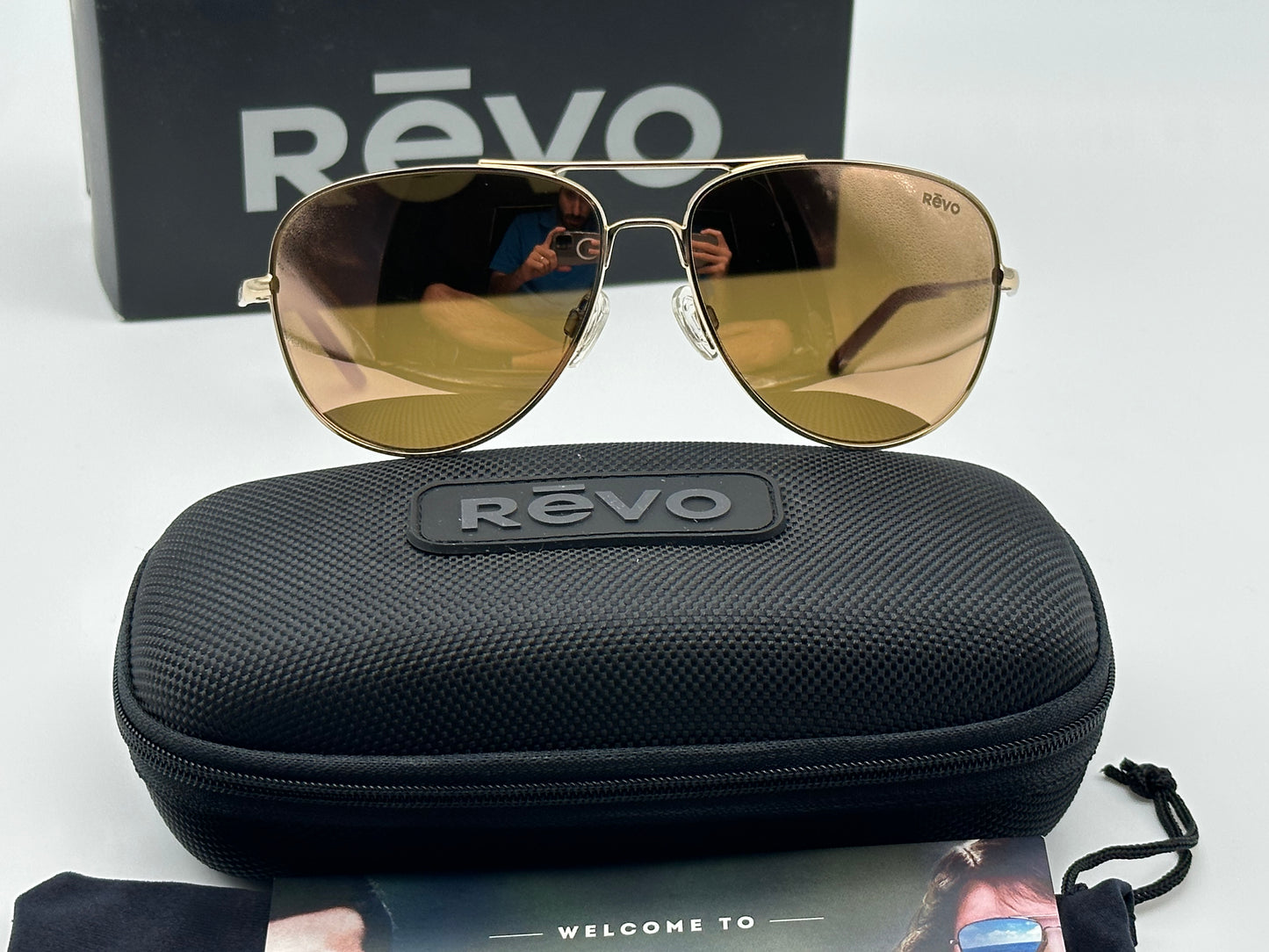 Revo Aviator Windspeed Champagne Mirror Polarized RE3087-04-CH 61mm Gold Sunglasses Italy