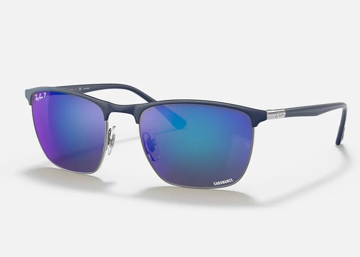 Raybn Rb3686 Ray-Ban RB 3686 Chromance 47mm 92044L BLUE ON GUNMETAL POLAR MIRROR BL ...