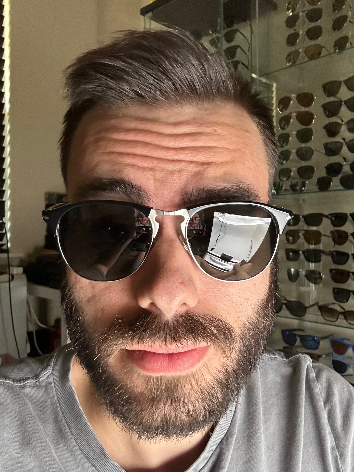 Persol PO 8649 S 56mm Black Silver Polarized 95 58 Preowned Shade Review Store