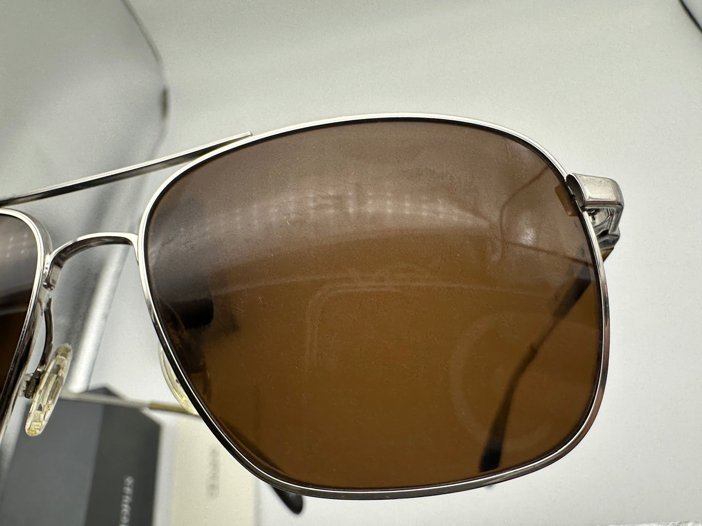 Oliver Peoples Linford Silver Brown VFX Polarized 5036/N9 56mm Made in Japan Preowned