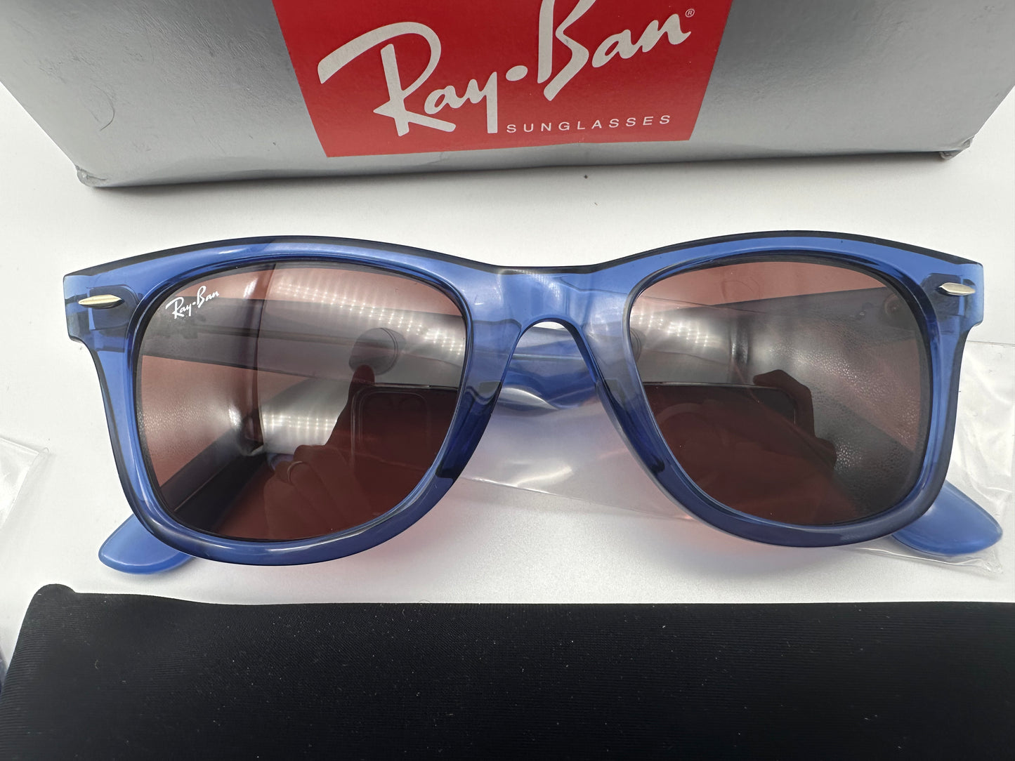 Ray-Ban Original Wayfarer 50mm Transparent Blue Color Mix with Leash Italy