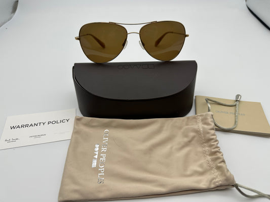 Oliver Peoples for Aerin Sunglasses Pryce G Gold / Brown 61-15-140 Made in Japan NEW Discounted