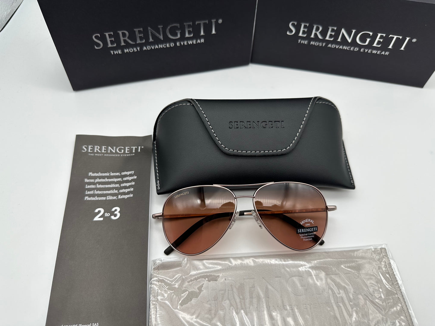 Serengeti Carrara 56mm Satin Rose Gold Polarized Drivers Gradient Mineral Glass Made In Italy