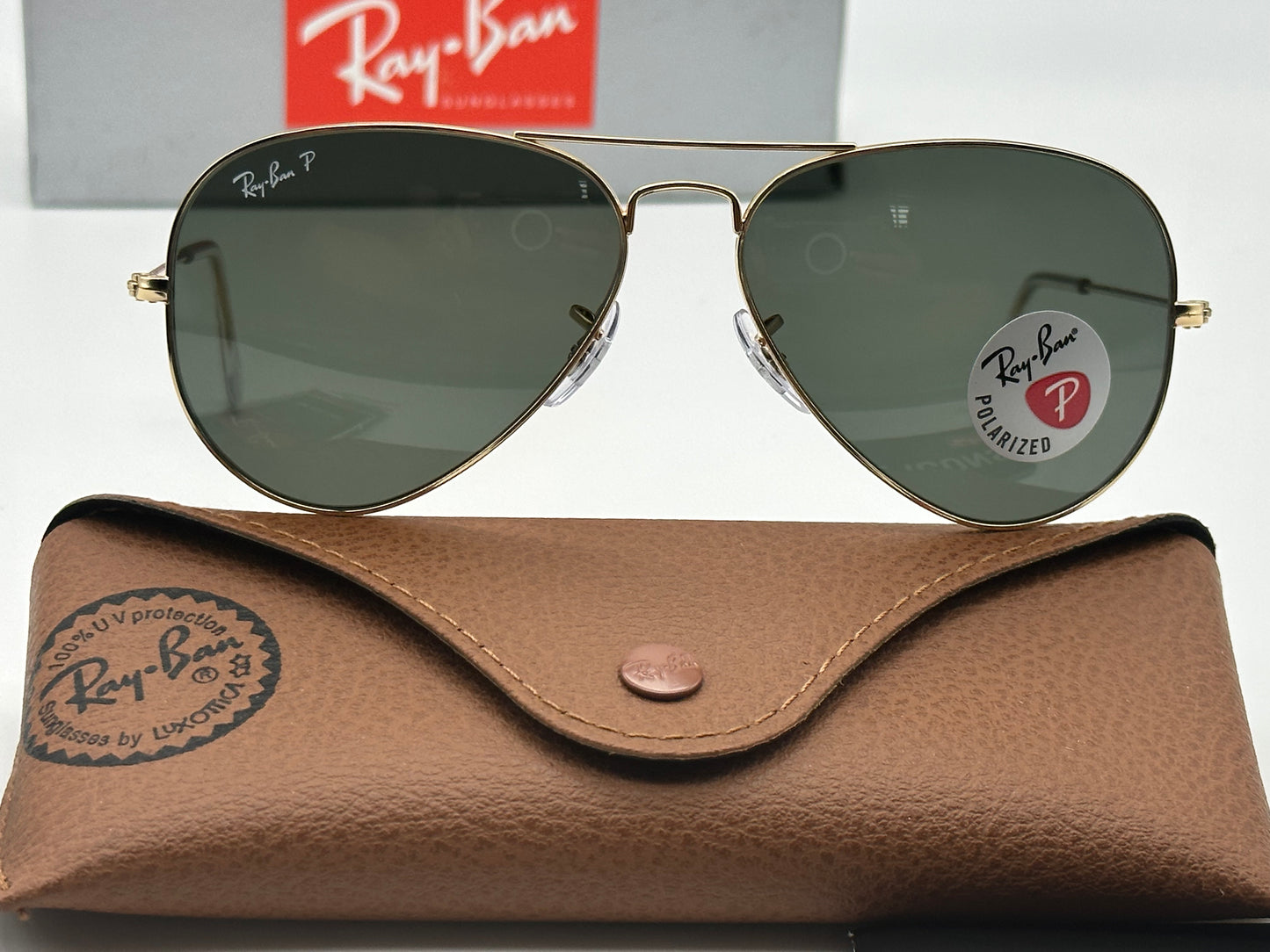Ray Ban Aviator Polarized 58mm G-15 RB 3025 001/58 3P Green / Gold Made in Italy NEW