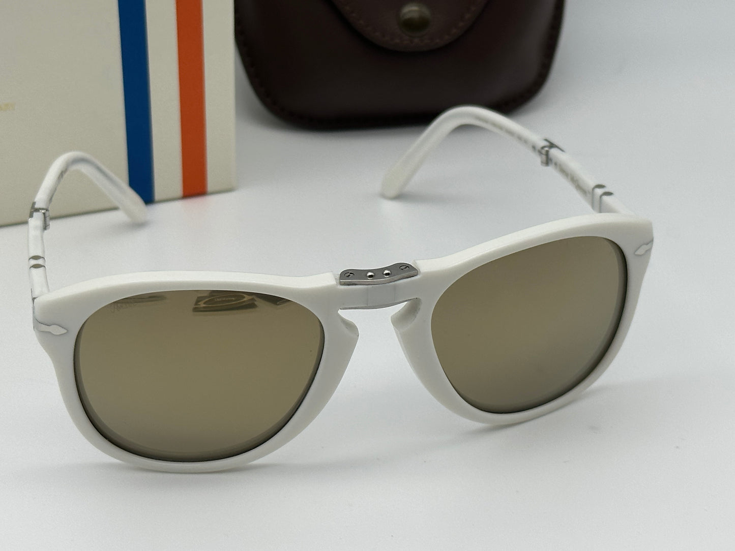 Persol 714sm  54mm Steve McQueen Le Mans Limited Edition White 24K Gold Lens NEW $587 MSRP