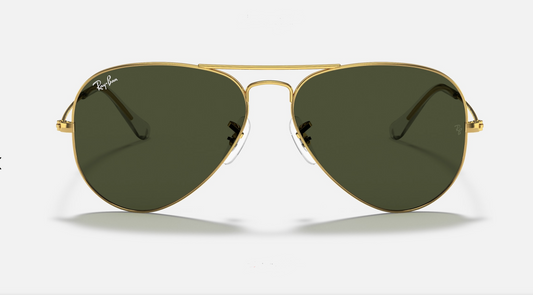 Ray Ban Classic Aviator 58mm G15 Green Gold Frames 100% Authentic RB 3025 L0205 Arista Italy NEW