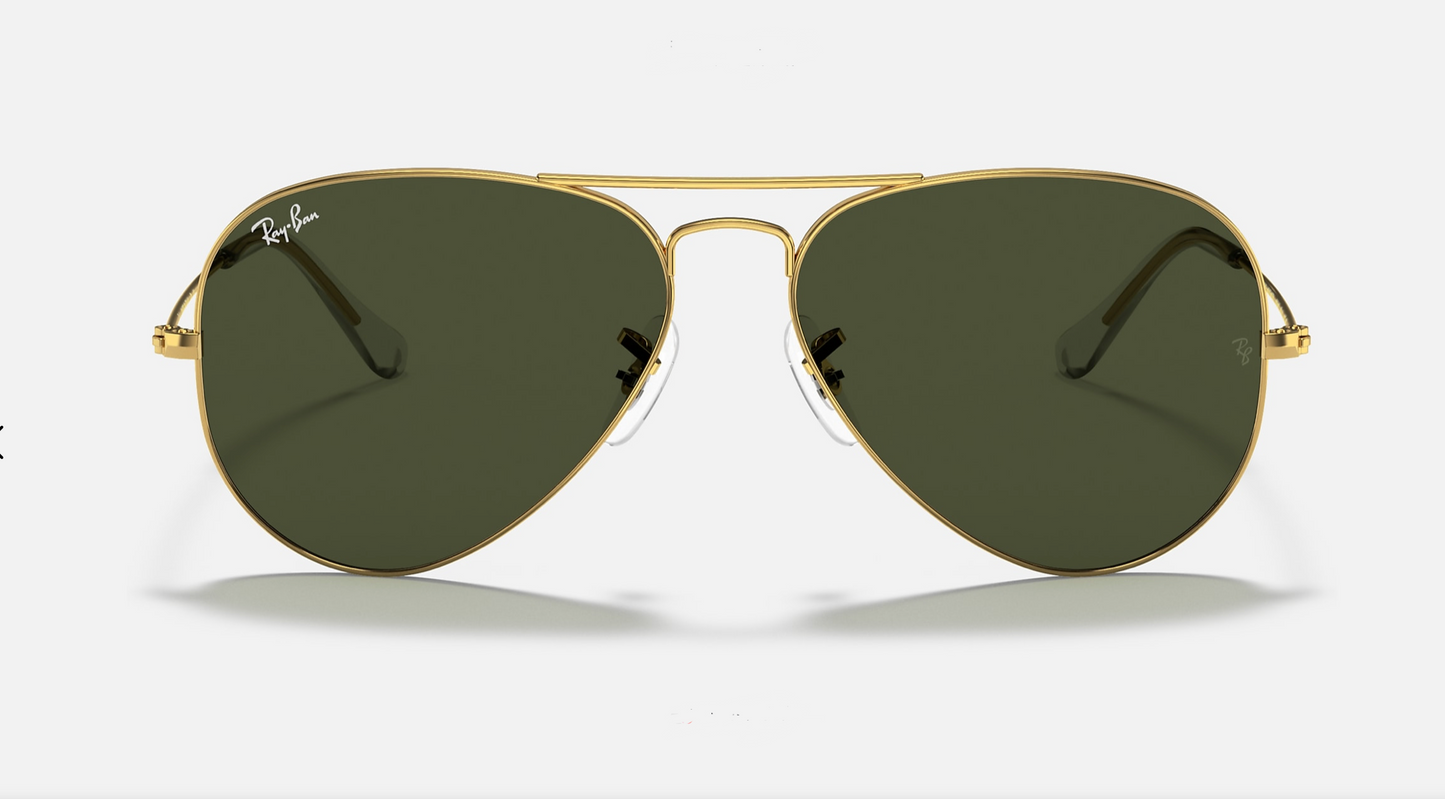 Ray Ban Classic Aviator 58mm G15 Green Gold Frames 100% Authentic RB 3025 L0205 Arista Italy NEW