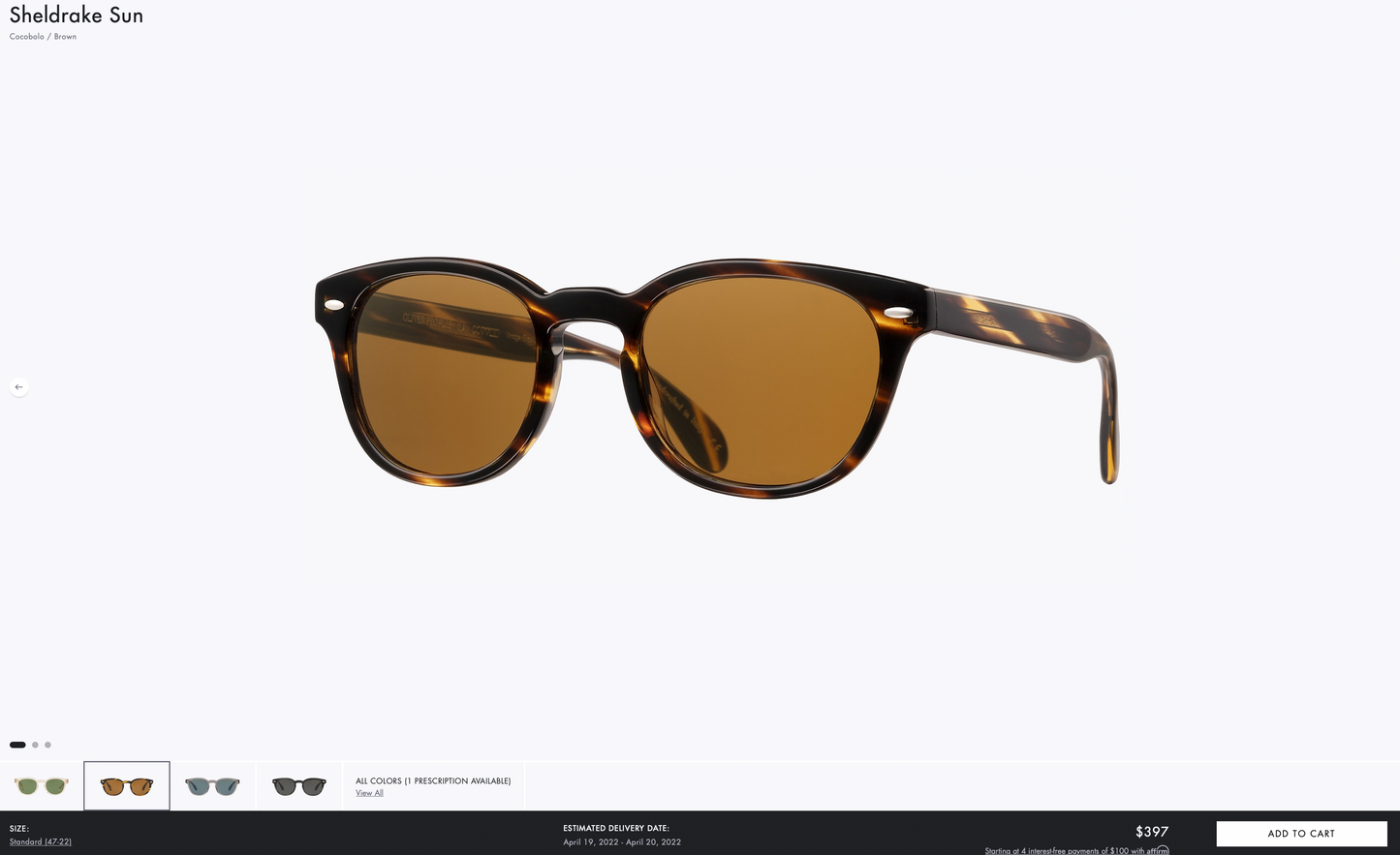 Oliver Peoples SHELDRAKE SUN OV 5036S COCOBOLO/BROWN Sunglasses 47mm