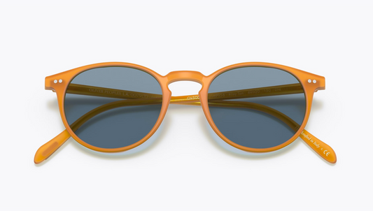 Oliver Peoples Riley Sun 49mm Semi-Matte Amber Tortoise Cobalto OV5004SU 169956 Italy Preowend