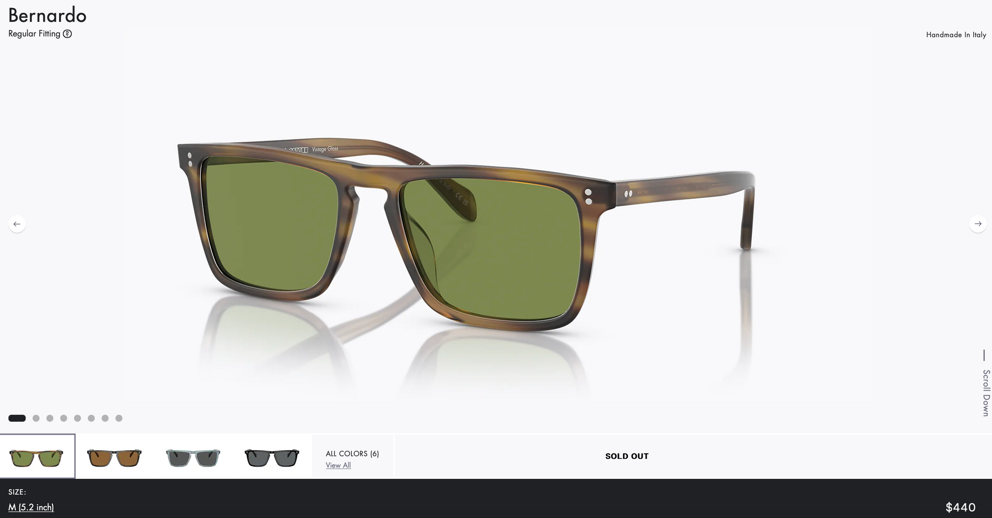 Oliver Peoples Bernardo 56mm Matte Sandalwood Green Glass Lens Oliver Peoples Bernardo 56mm Matte Sandalwood Green Glass Lens