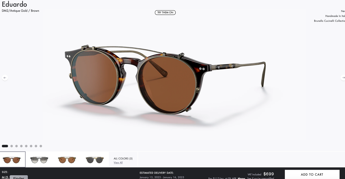 Oliver Peoples Eduardo OV5483M 165473 48mm Havana Brown Sunglasses