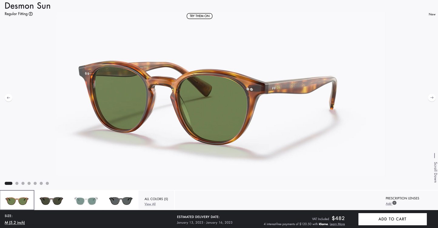 Oliver Peoples Desmon OV5454SU 14834E 48mm Matte Light Brown Sunglasses