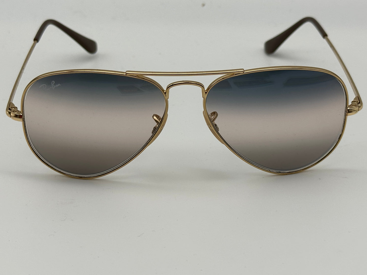 Ray-Ban RB3689 55mm Aviator Metal II Sunglasses 001/GF Gold Pink Gradient Blue Gradient Lens Italy