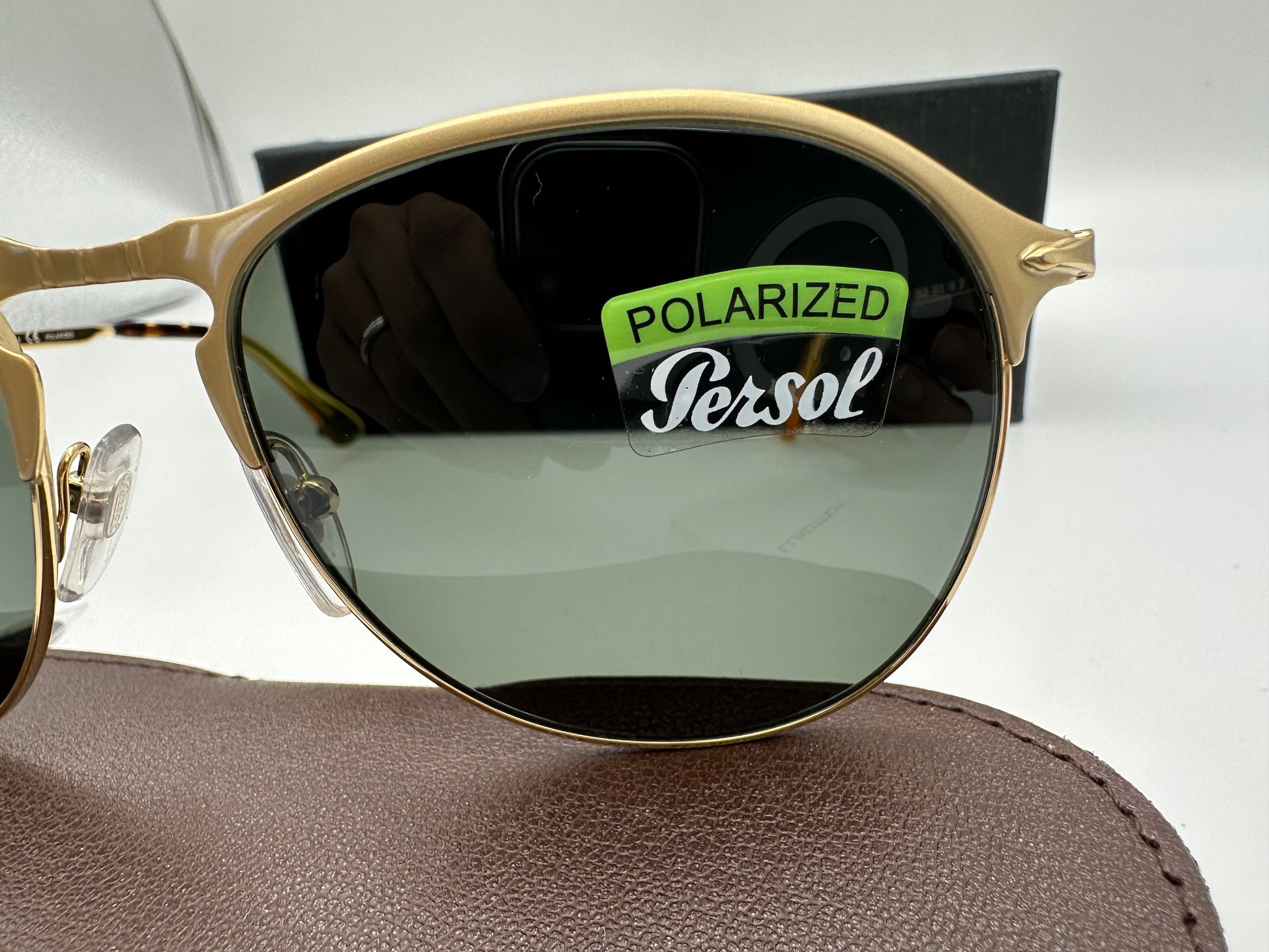 Persol 7649 S 56mm 1069 58 Gold Frame Green Polarized Sunglasses Italy
