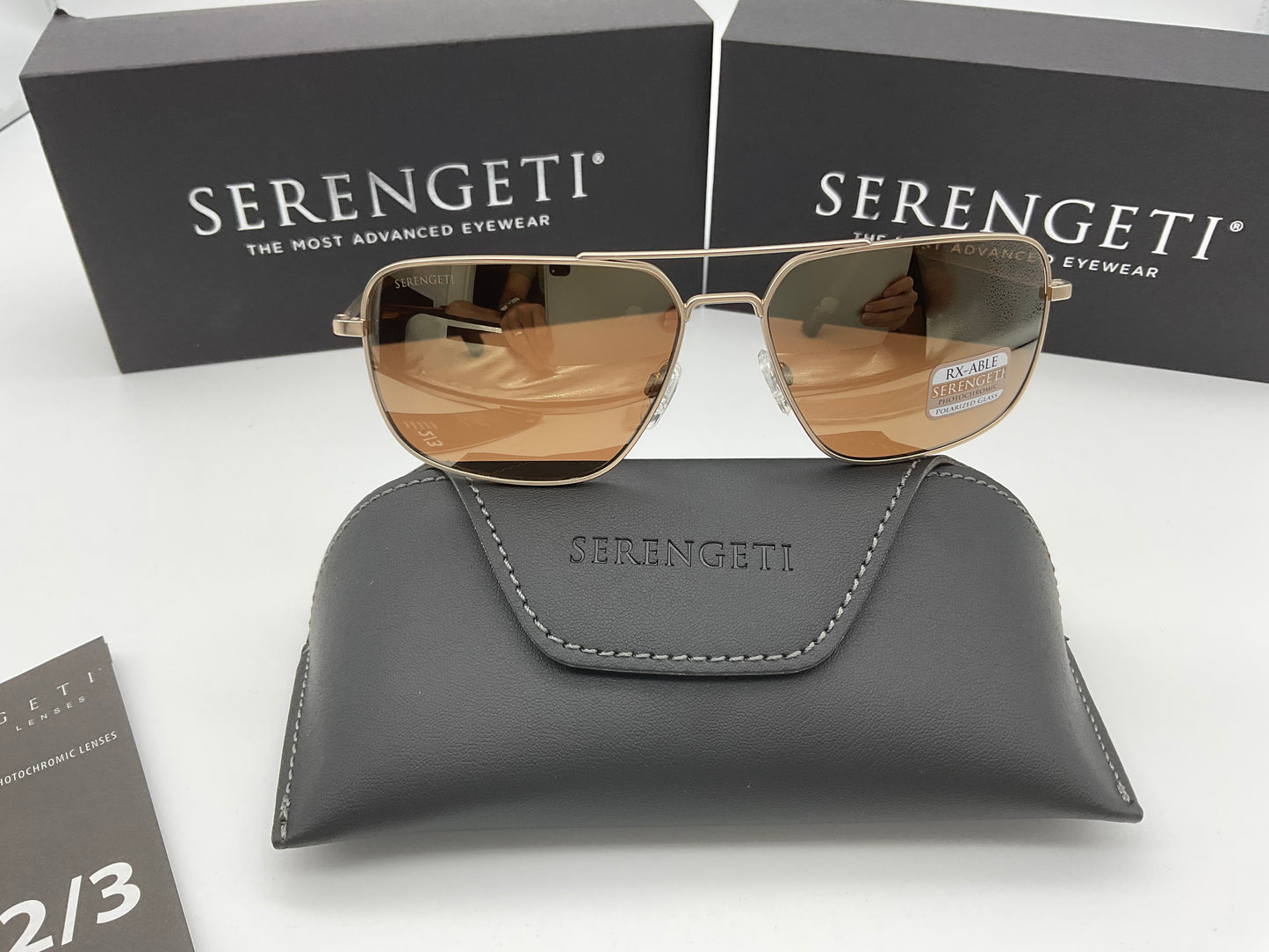 Serengeti Agostino Polarized Drivers Photochromic Glass Soft Gold Lens 8824 Navigator Sunglasses Japan