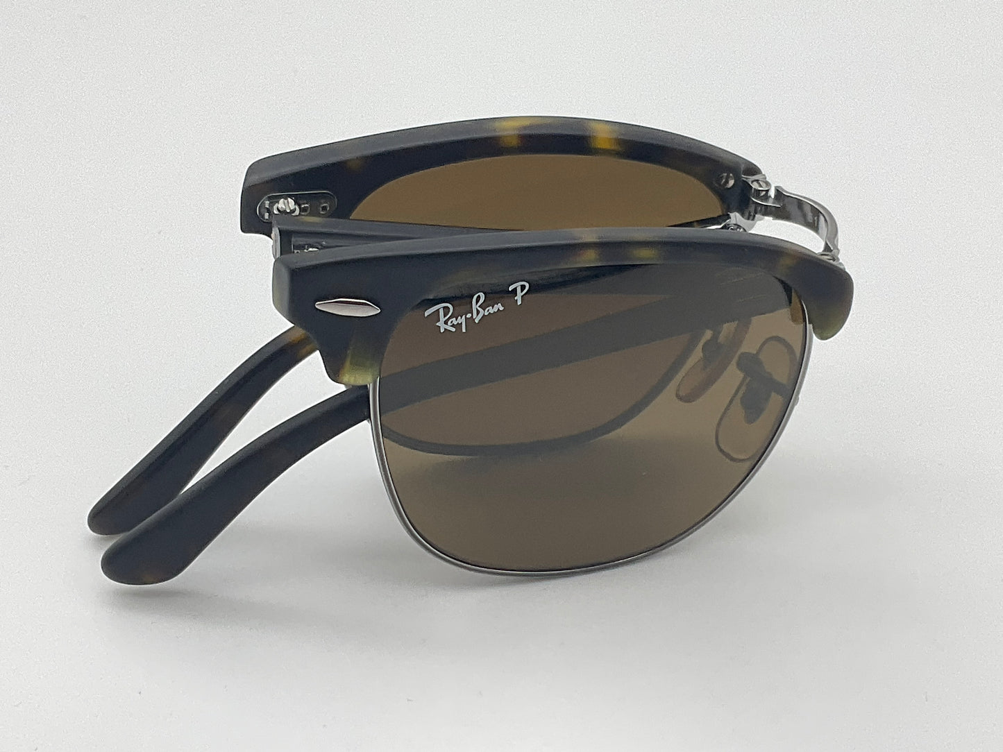 Used Ray Ban Folding Clubmaster Polarized P3 Plus RB2177 1151/M7