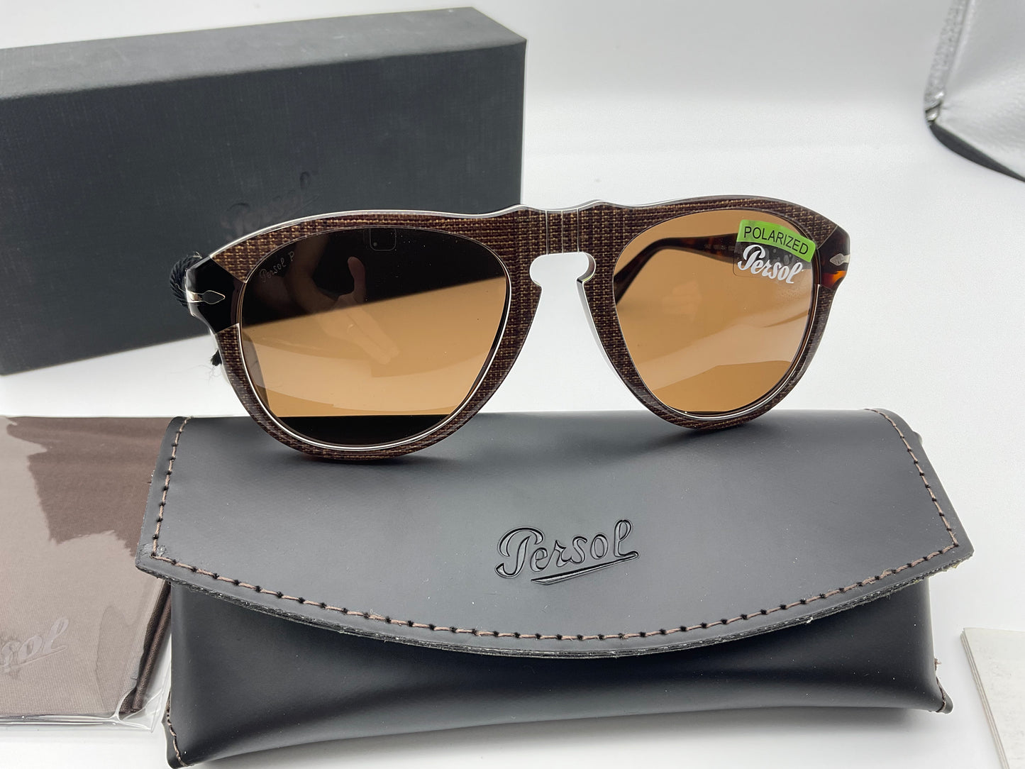 PERSOL SUNGLASSES 649 1091AN BROWN POLARIZED 52mm