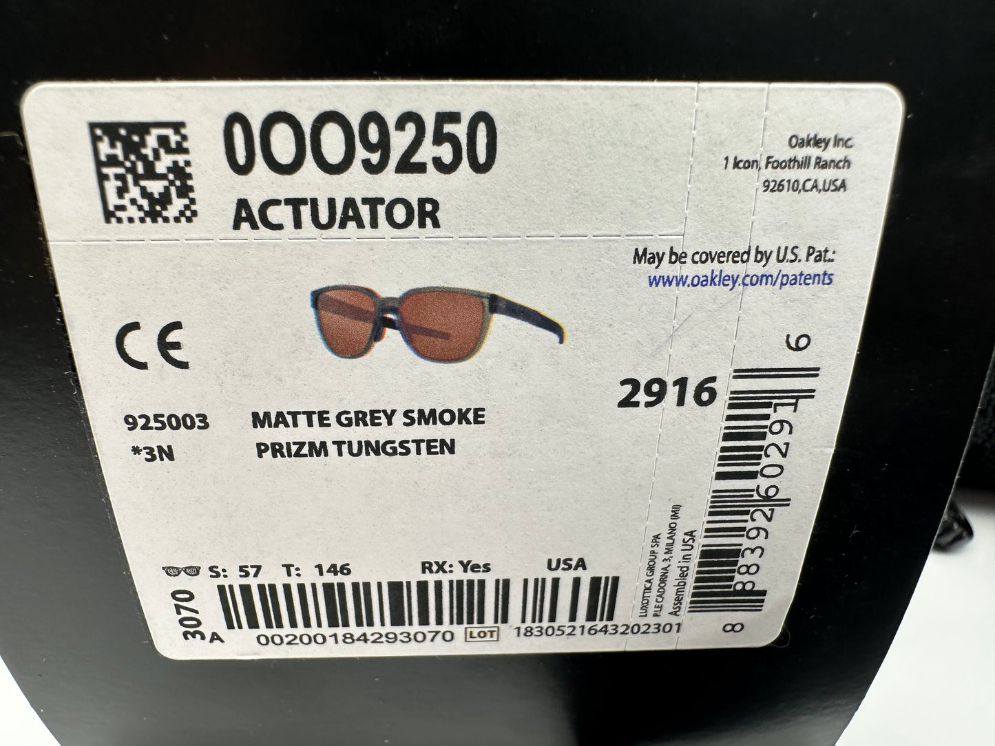 Oakley Actuator 57mm OO 9250 Matte Gray Smoke / Prizem Tungsten